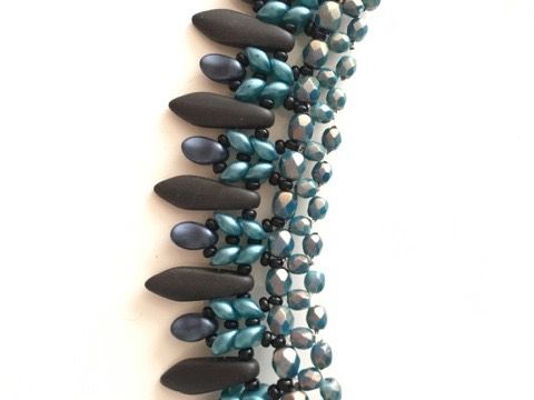 Close detail of a beaded collar