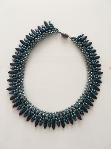 Finished collar necklace on display