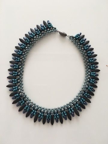 Finished collar necklace on display