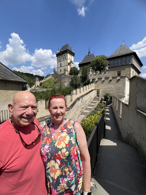 Linda and John in front of St Vitus Cathedral in Prague